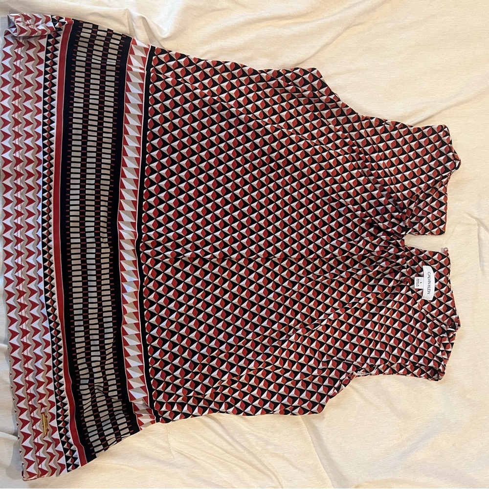 Calvin Klein Red and Black Geometric Blouse